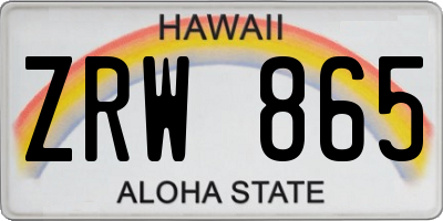 HI license plate ZRW865