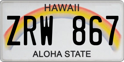 HI license plate ZRW867