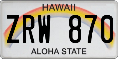 HI license plate ZRW870