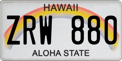HI license plate ZRW880