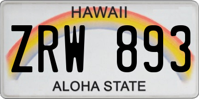 HI license plate ZRW893
