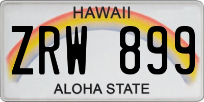 HI license plate ZRW899