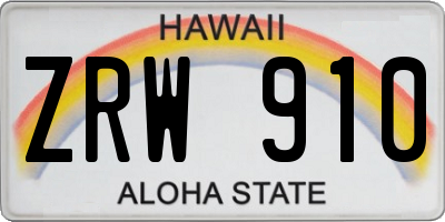 HI license plate ZRW910