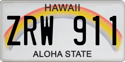 HI license plate ZRW911
