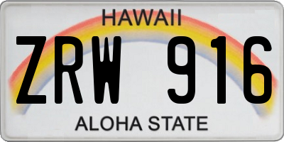 HI license plate ZRW916