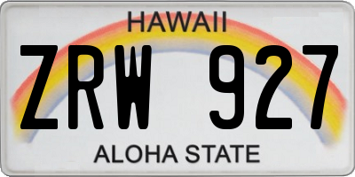 HI license plate ZRW927