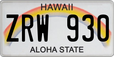 HI license plate ZRW930
