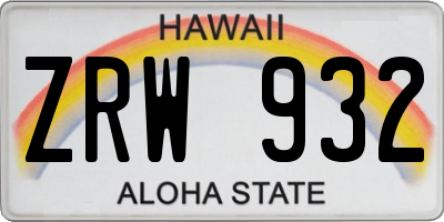 HI license plate ZRW932