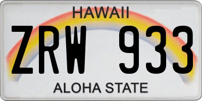 HI license plate ZRW933