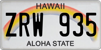 HI license plate ZRW935
