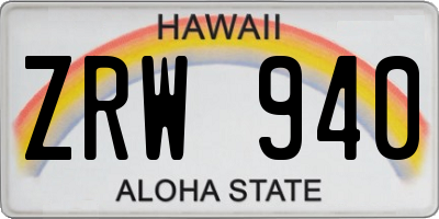 HI license plate ZRW940