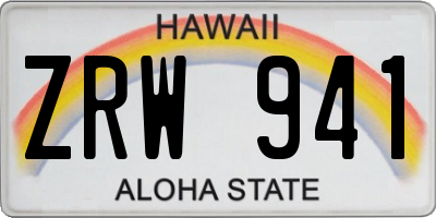 HI license plate ZRW941