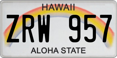 HI license plate ZRW957