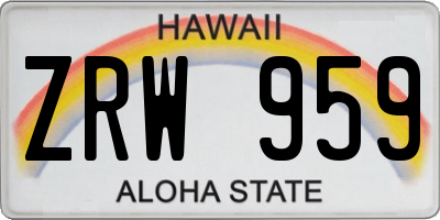 HI license plate ZRW959