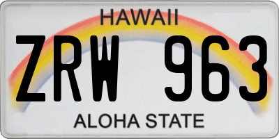HI license plate ZRW963