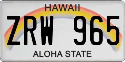HI license plate ZRW965