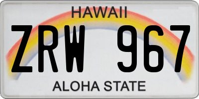 HI license plate ZRW967