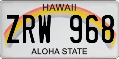 HI license plate ZRW968