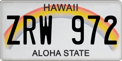 HI license plate ZRW972