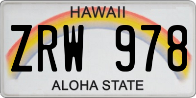 HI license plate ZRW978