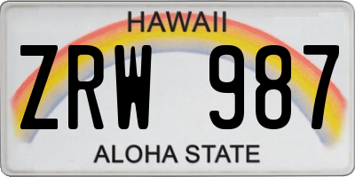 HI license plate ZRW987