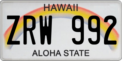HI license plate ZRW992
