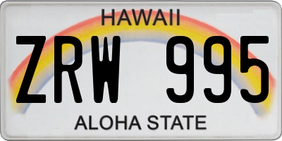 HI license plate ZRW995