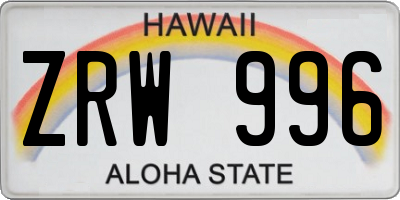 HI license plate ZRW996