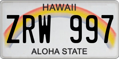 HI license plate ZRW997