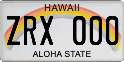 HI license plate ZRX000