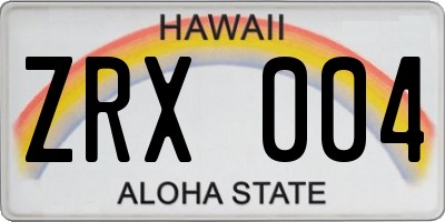 HI license plate ZRX004
