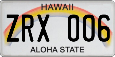 HI license plate ZRX006