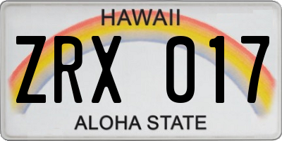 HI license plate ZRX017