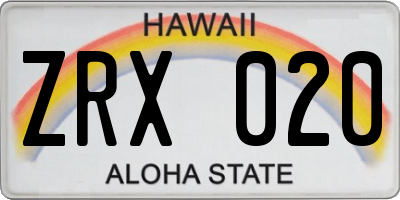 HI license plate ZRX020