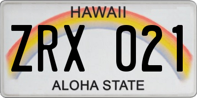 HI license plate ZRX021