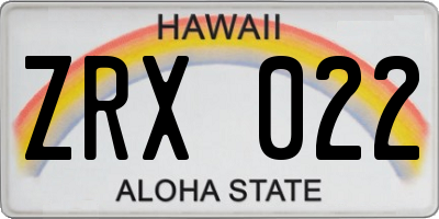 HI license plate ZRX022