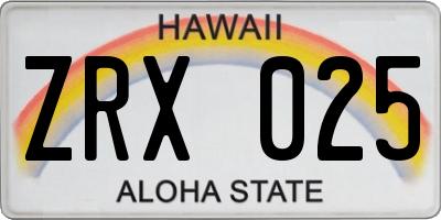 HI license plate ZRX025