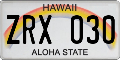 HI license plate ZRX030
