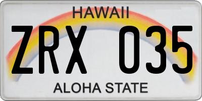 HI license plate ZRX035