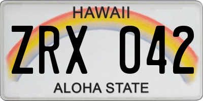 HI license plate ZRX042