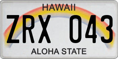 HI license plate ZRX043