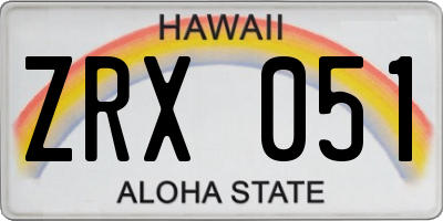HI license plate ZRX051