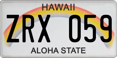 HI license plate ZRX059