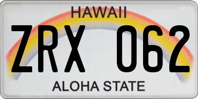 HI license plate ZRX062