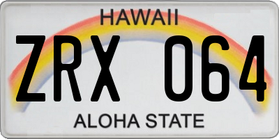 HI license plate ZRX064