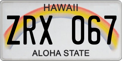 HI license plate ZRX067