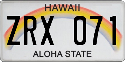 HI license plate ZRX071