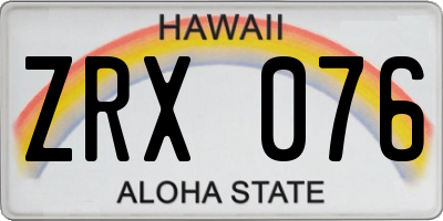HI license plate ZRX076