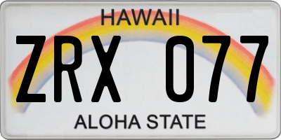 HI license plate ZRX077