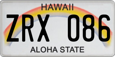 HI license plate ZRX086